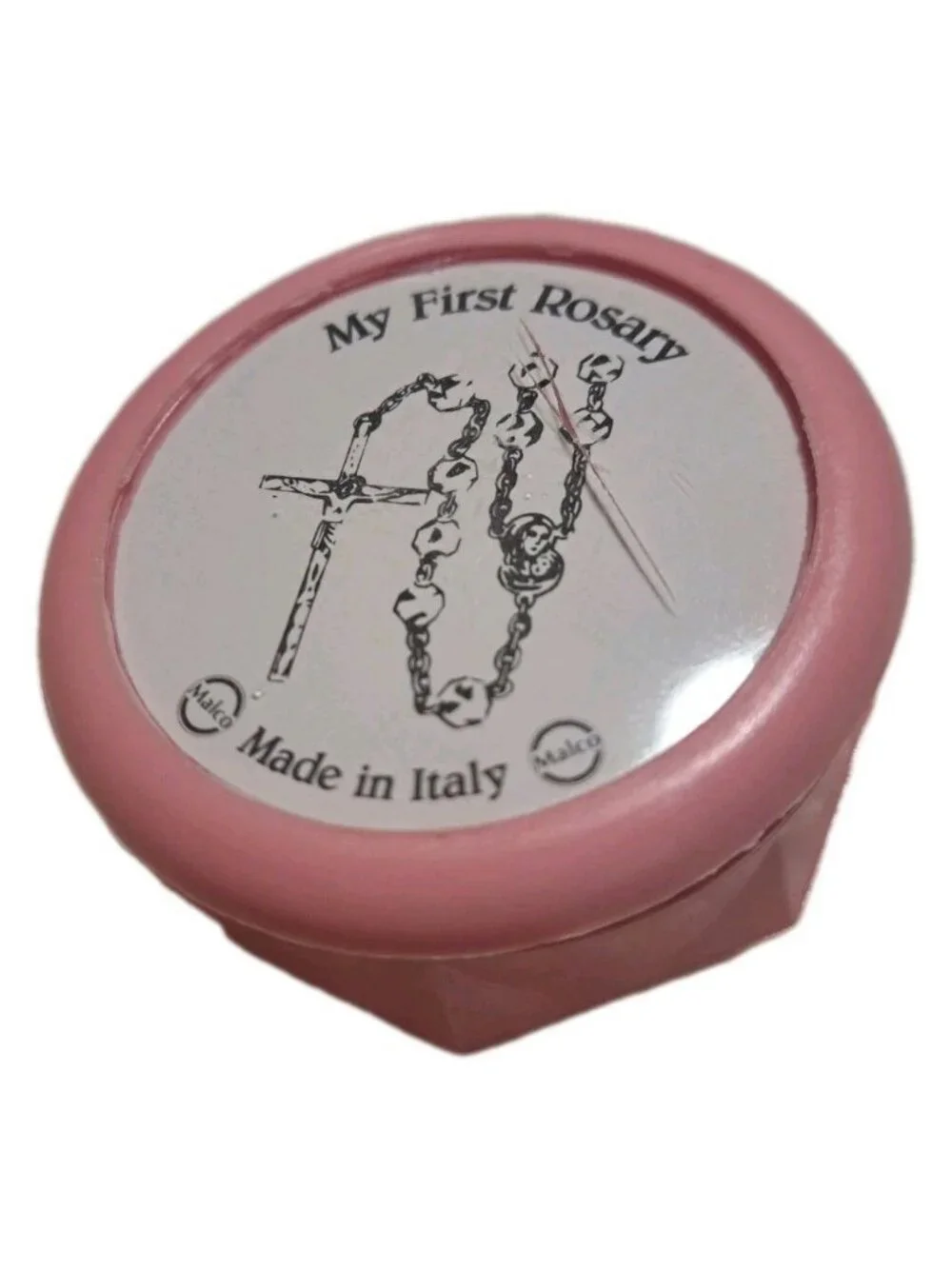 My First Rosary Pink Round Box Baby Keepsake